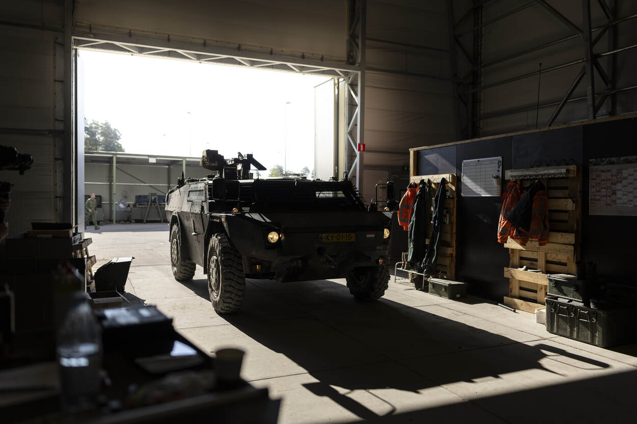 Een Fennek-verkenningsvoertuig tijdens oefening Iron Wolf in Litouwen.