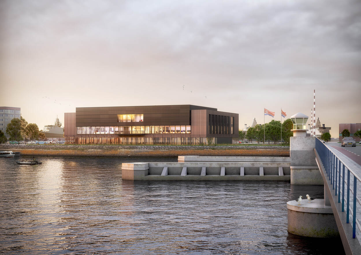 Artist impressie van de Nieuwbouw van het Kustwachtcentrum