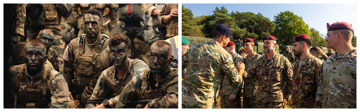 Tijdens de oefening werken militairen uit allerlei landen samen.