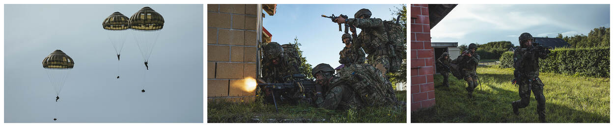Militairen zijn aan vechten in oefendorp Marnehuizen