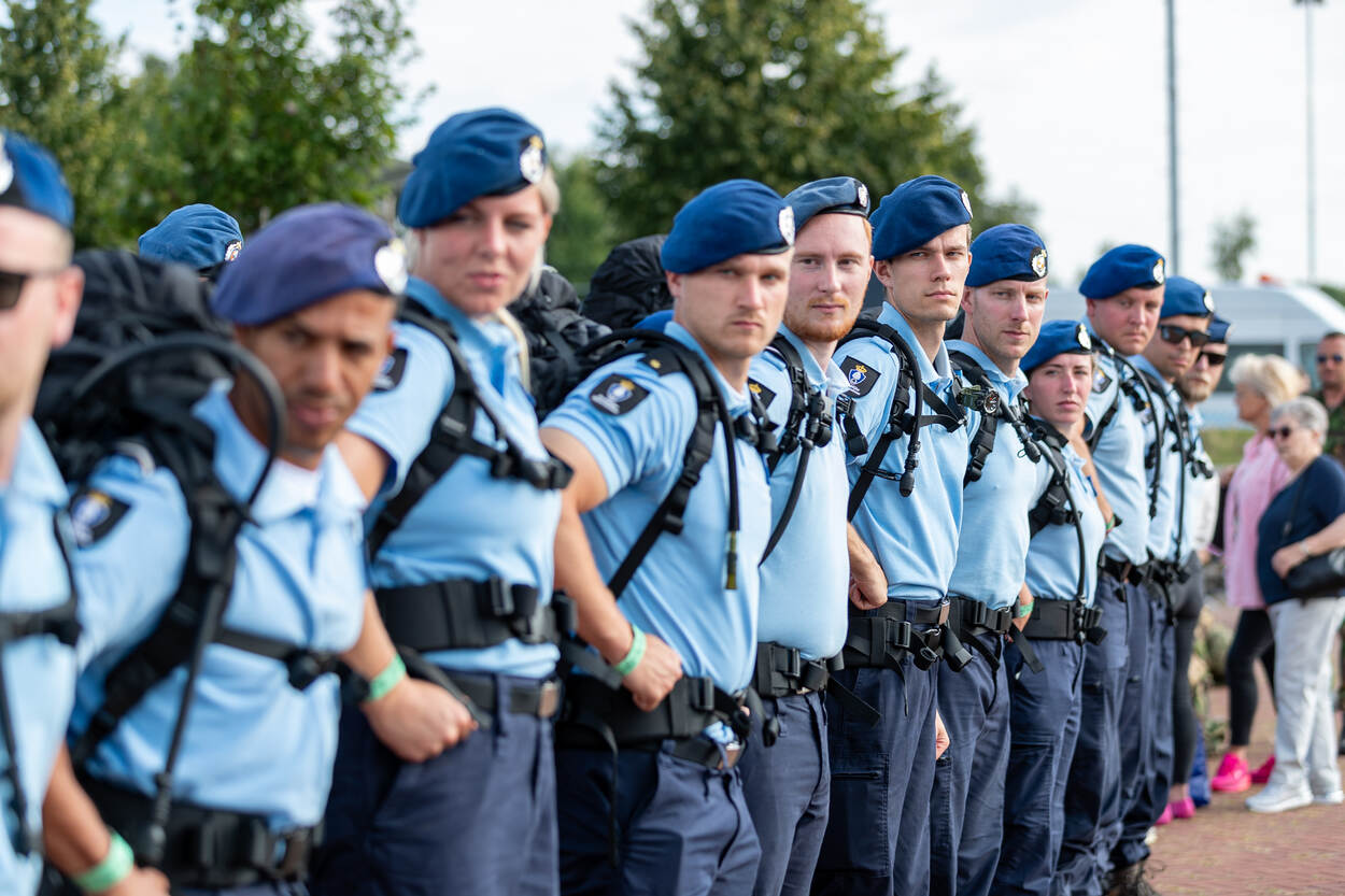 Het marechausseedetachement tijdens de Vierdaagse van Nijmegen.