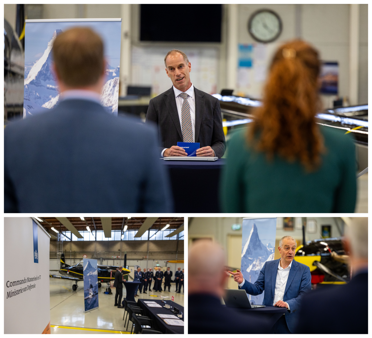 Links een sprekende Bucher, daarnaast een sprekende Burger die daarbij gebruik maakt van zijn handen.