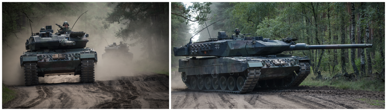 Twee tanks rijden door het bos.
