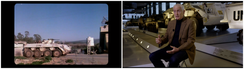 Een YP-pantservoertuig in Libanon en generaal van Uhm.