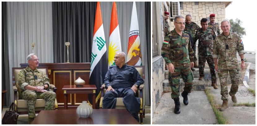 Kapitein ter zee (LD) Jan Willem Scheuer samen met Iraakse militairen.