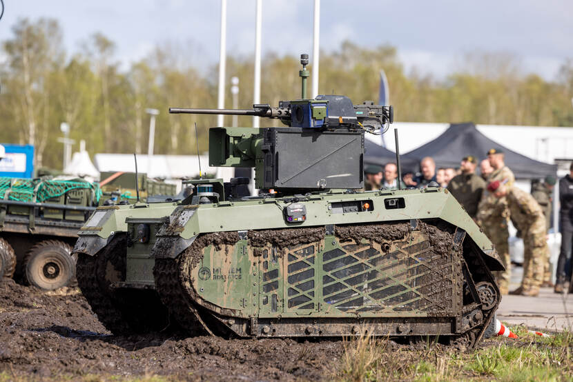 Een Milrem-voertuig.