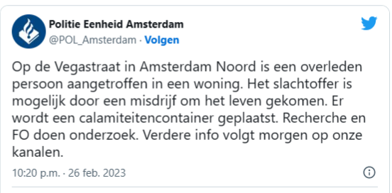 Afbeelding van het twitter-bericht waarin melding wordt gemaakt van het incident, waar de reiziger in Portugal van wordt verdacht.