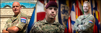 Een collage van drie militairen op missie in Irak.